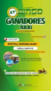 Ganadores Bingo Brown de San Vicente. Sorteo Mensual Sábado 25 de Julio