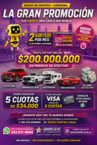 Ganadores del Sorteo Golden.  Bingo La Gran Promoción. Jueves 10 de Septiembre 2026