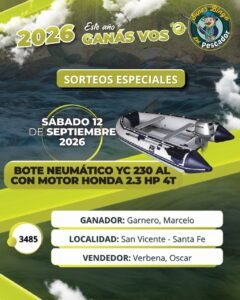 Ganador Sorteo Especial – Super Bingo del Pescador – Sábado 12 de Septiembre 2026